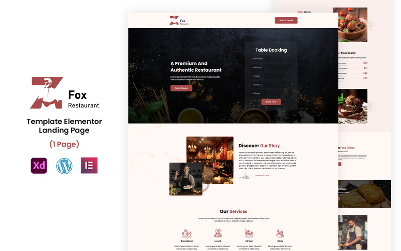 ZFox Restaurant - Food Business Ready to Use Elementor Template Elementor Kit