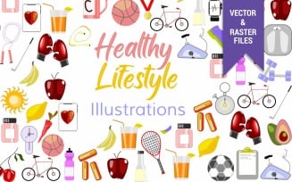 Beautiful Healthy Lifestyle Illustration Vector and Raster Format