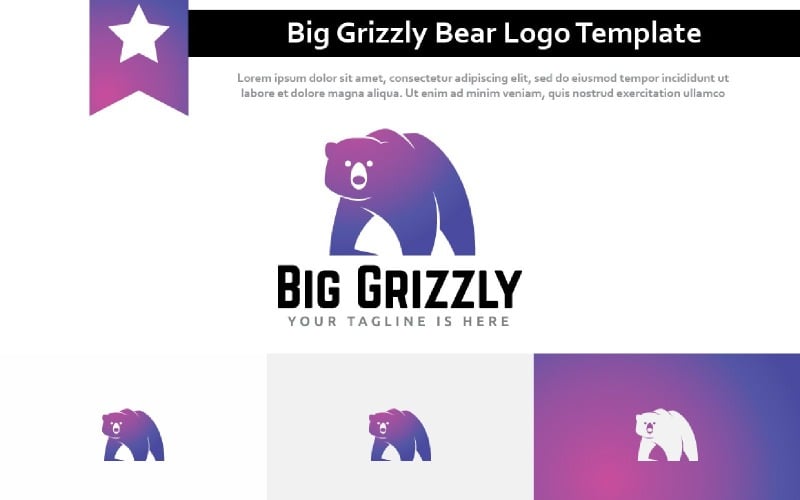 Big Grizzly Bear Walking Nature Modern Logo Template