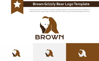 Brown Grizzly Bear Wildlife Nature Negative Logo Template