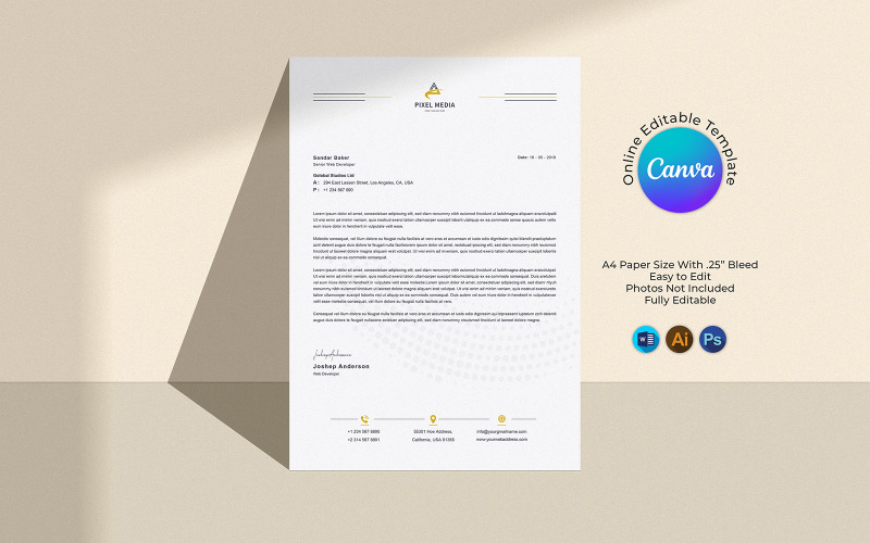 Creative Letterhead Template Design Canva Corporate Identity