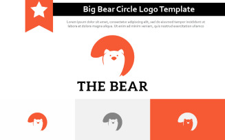 Cute Big Bear Circle Negative Space Logo Template