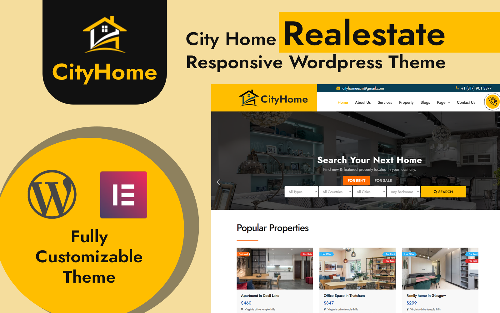 CityHome Real Estate Wordpress Theme