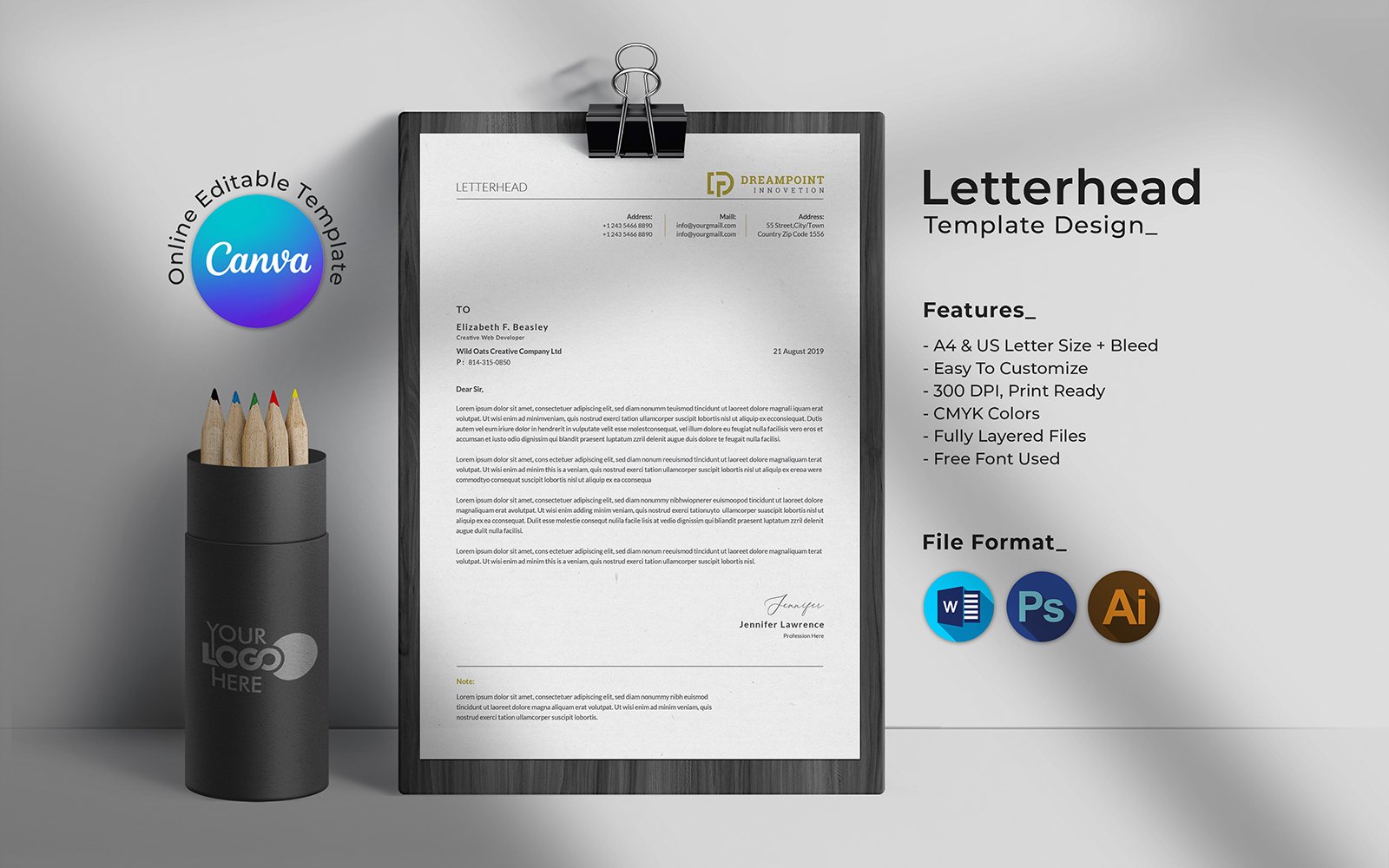 Template #232377 Letterhead Letterhead Webdesign Template - Logo template Preview