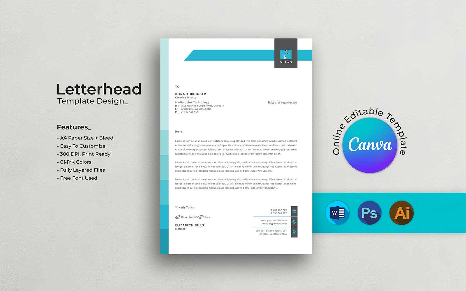 Template #232378 Letterhead Letterhead Webdesign Template - Logo template Preview