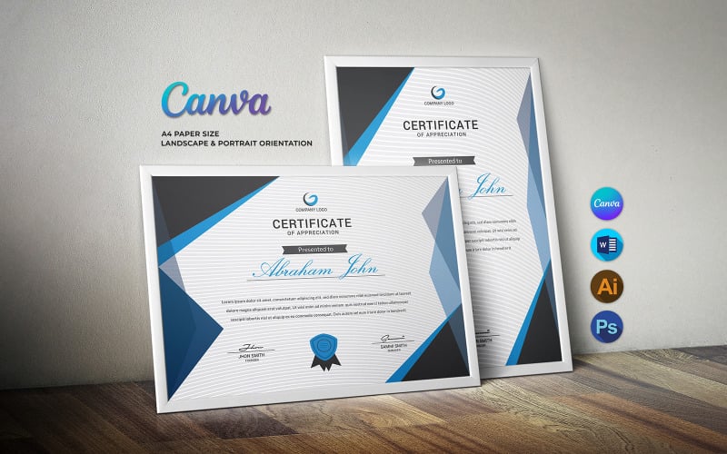 Canva Certificate of completion template Corporate Identity