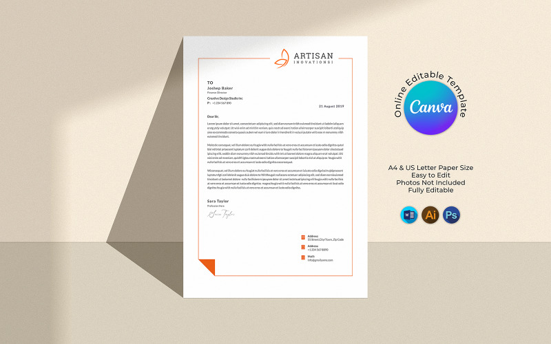 Canva Modern Corporate Letterhead Design Template Corporate Identity