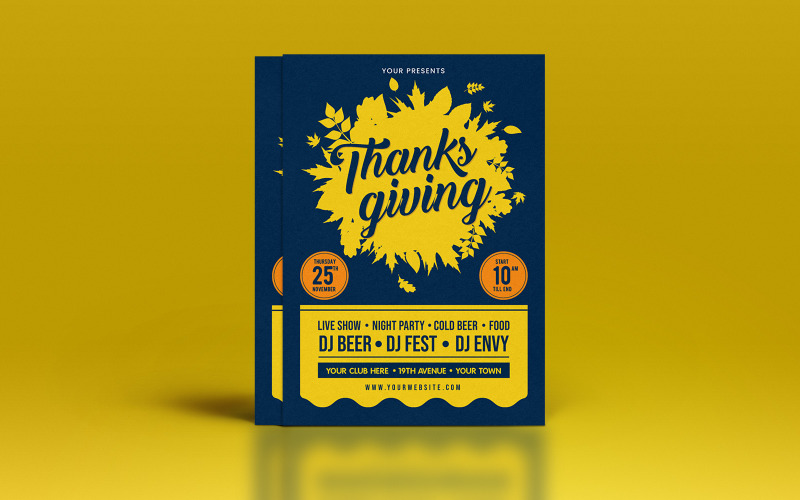 Creative Thanksgiving Day Flyer Template Product Mockup