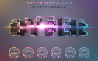 Pixel Lightning - Editable Text Effect, Font Style, Graphics Illustration