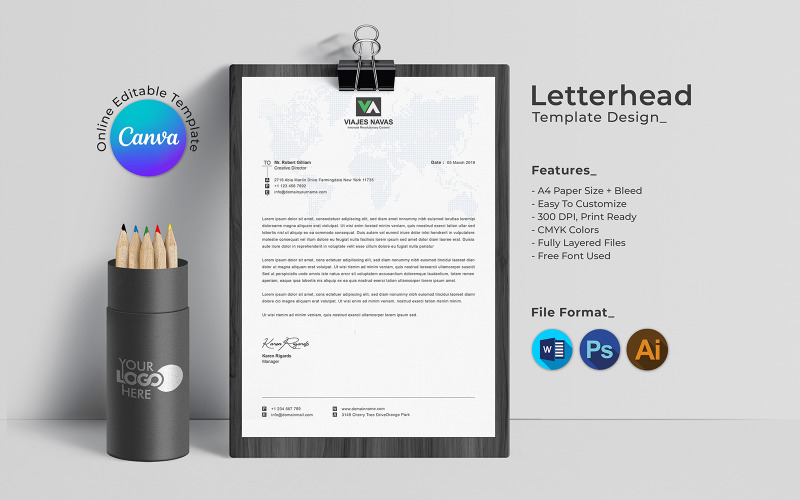 Professional Business Letterhead Canva Template design Corporate Identity
