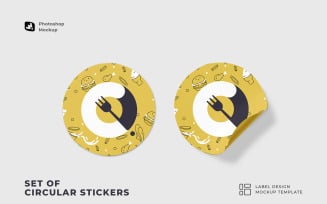 Set Of Circular Stickers Mockup