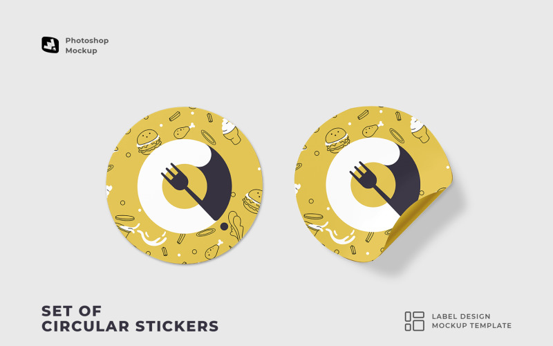 Set Of Circular Stickers Mockup Product Mockup