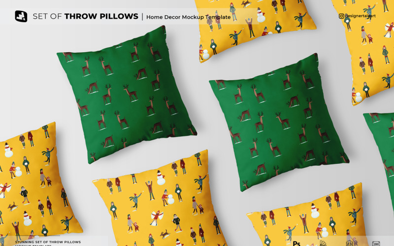 Set Of Throw Pillows Mockup Product Mockup