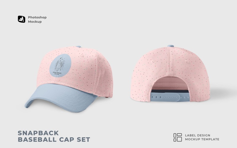 Snapback Baseball Cap Set Mockup Product Mockup