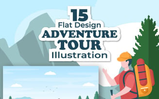 15 Adventure Tour or Vacation Flat Illustration