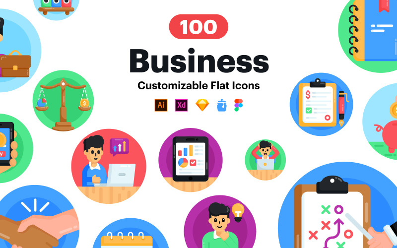 100 Business Vectors Icons Icon Set