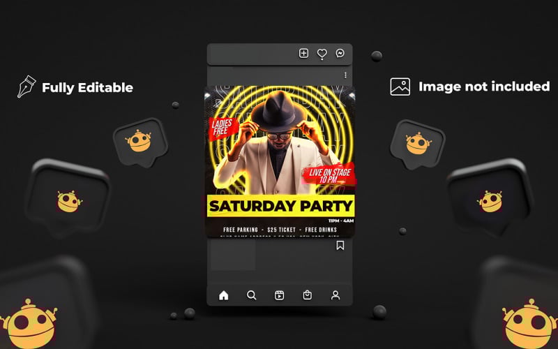 Saturday Party Night Template Social Media