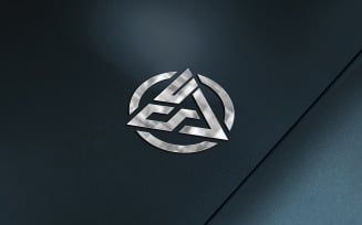 Silver Logo Mockup With Perspective Style