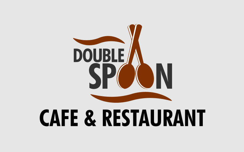 Double Spoon Café & Restaurant Logo Design Logo Template