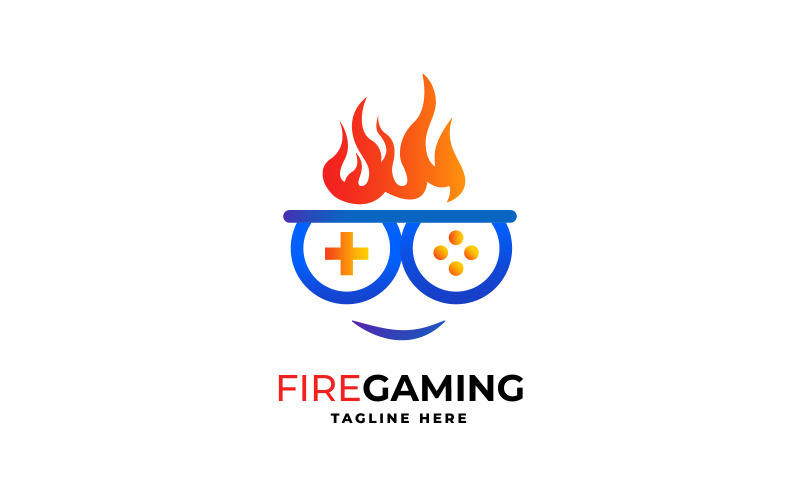 Fire Gaming and Game Controller Logo Design Logo Template