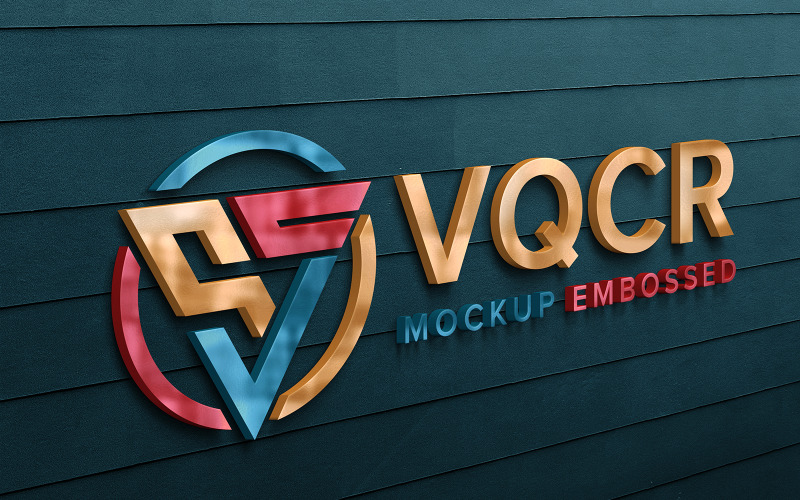 Colorfull 3d Logo Mockup Glass Style with Dark Cyan Wall Product Mockup