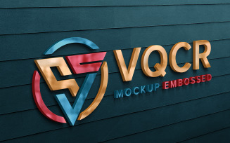 Colorfull 3d Logo Mockup Glass Style with Dark Cyan Wall