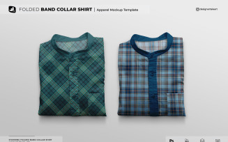 Folded Band Collar Shirt Mockup