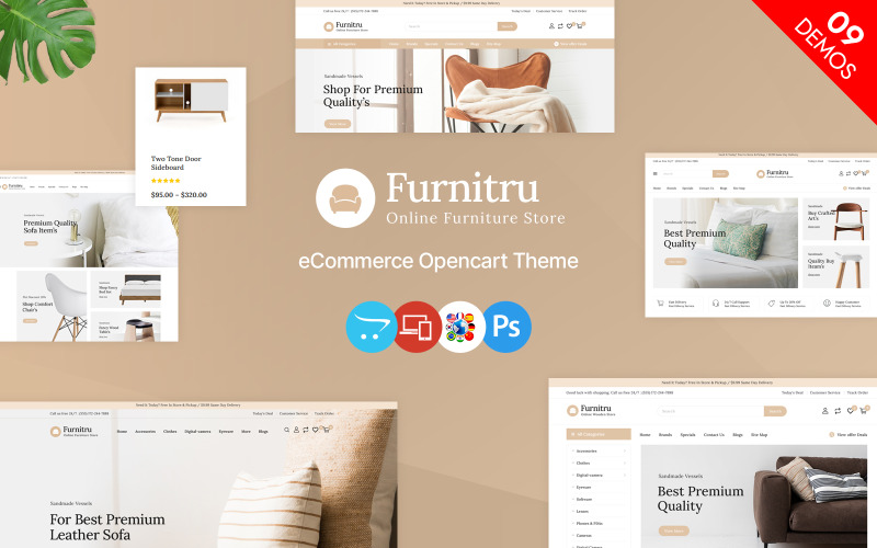 Furnitru - Furniture Store and Fashion Multipurpose OpenCart Theme OpenCart Template