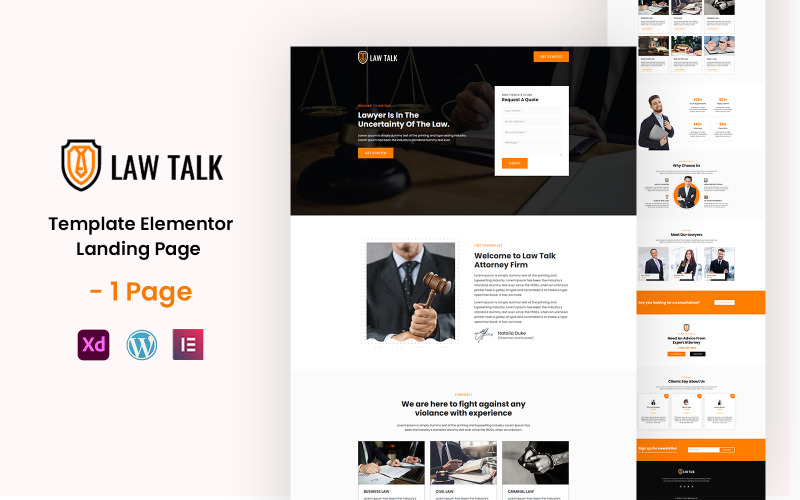Law Talk - Lawyer and Attorney Services Ready to Use Elementor Template Elementor Kit