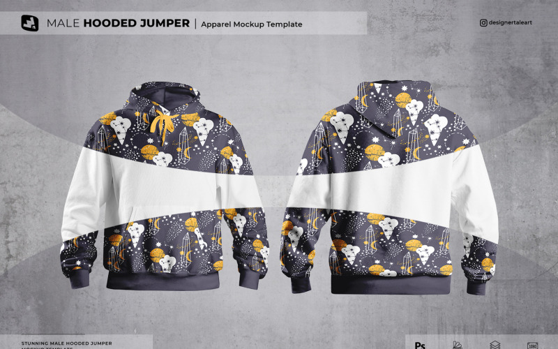 Male Hooded Jumper Mockup Product Mockup