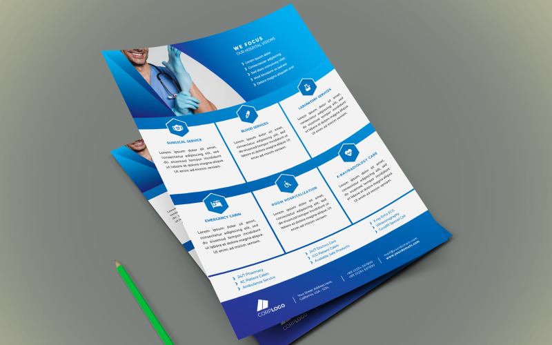 Medical Doctor and Hospital Flyer Template Corporate Identity