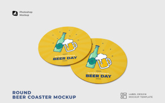 Round Beer Coaster Mockup