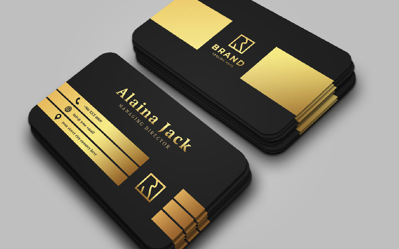 Elegant And Creative Gold Black Business Card Corporate Identity