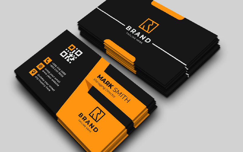 Elegant Black And Yellow Business Card Corporate Identity