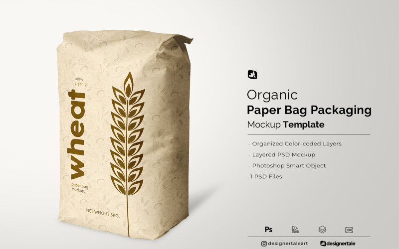 Organic Paper Bag Packaging Mockup Product Mockup