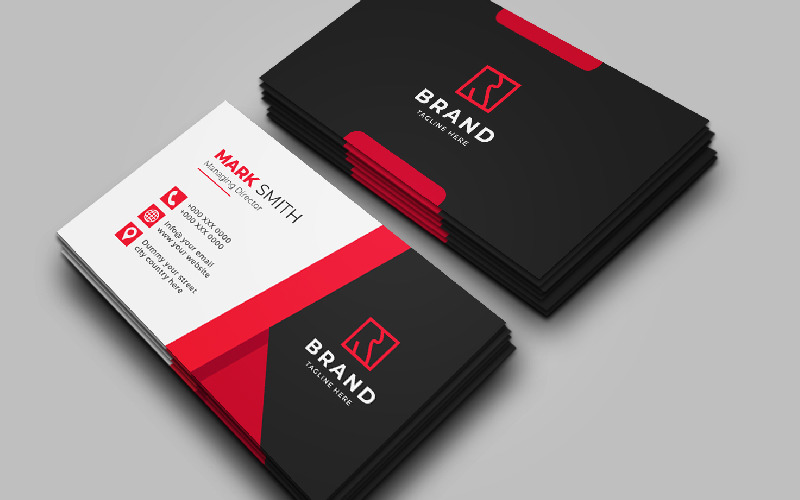 Professional Red And Black Business Card Corporate Identity