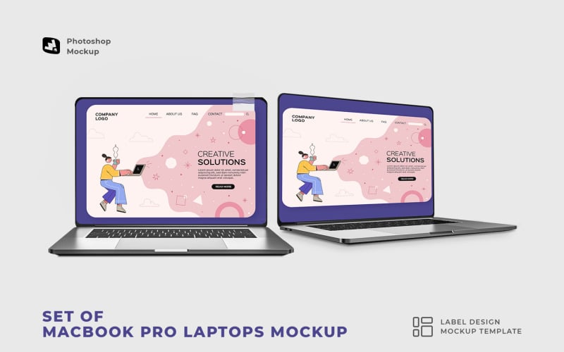 Set Of MacBook Pro Laptops Mockup Product Mockup