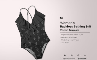 Women’s Backless Bathing Suit Mockup