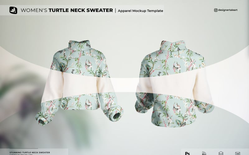 Women’s Turtle Neck Sweater Mockup Product Mockup