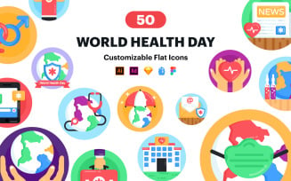 50 World Health Day Vector Icon