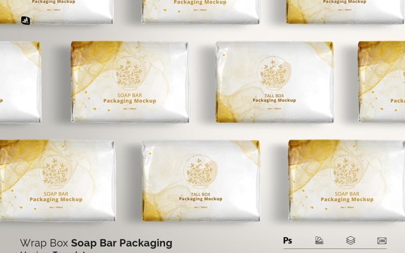 Wrap Box Soap Bar Packaging Mockup Product Mockup