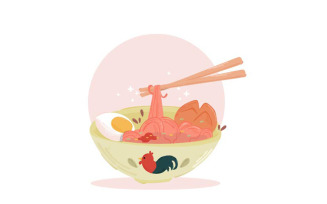 Delicious Thai Noodle Illustration