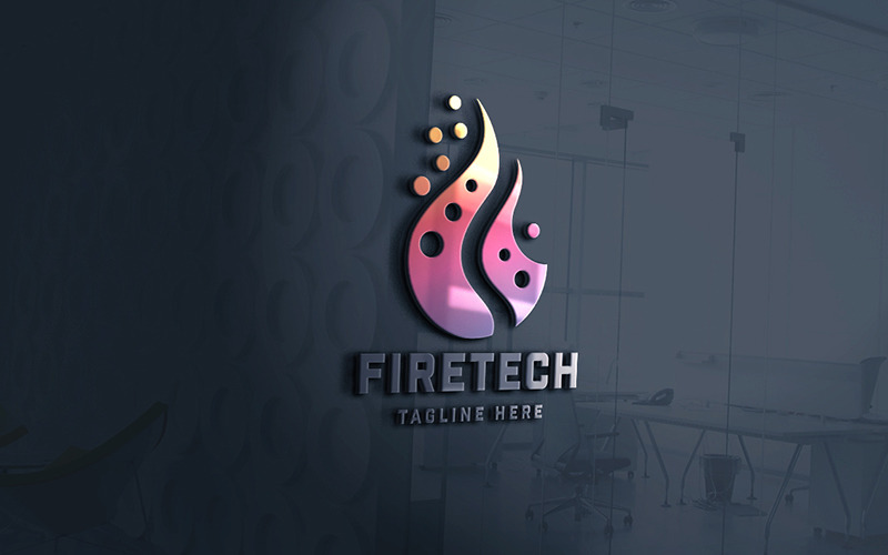 Professional Fire Flame Tech Logo Logo Template