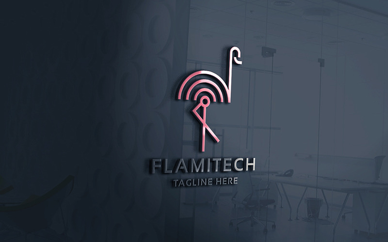 Professional Flamingo Tech Logo Logo Template