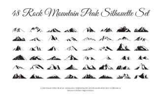 48 Rock Mountain Peak Silhouette Set