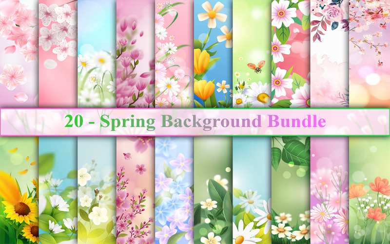 Spring Background, Spring Background Bundle, Spring Background Set, Spring Illustration, Spring