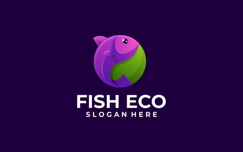 Fish Eco Gradient Logo Style Logo Template
