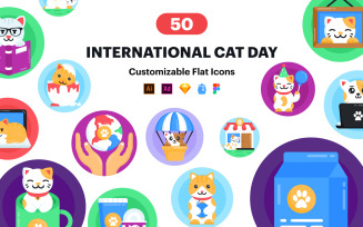 50 International Cat Day Icons