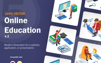 Isometric Online Education v1 - Illustration