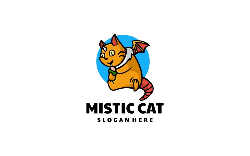 Mystic Cat Mascot Cartoon Logo Logo Template